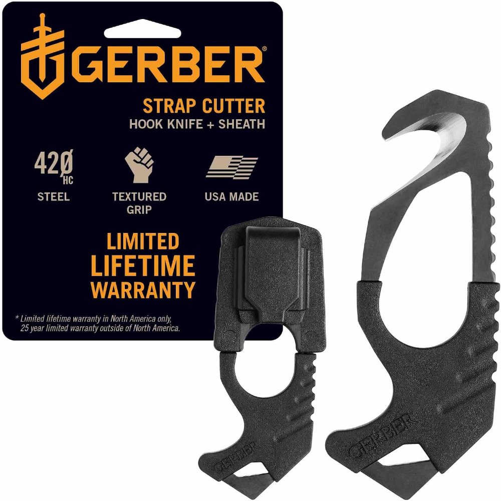 Gerber Gear Seatbelt Strap Cutter Escape Tool with Lanyard Hole and Glass Breaker